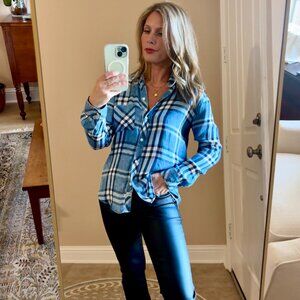 Rails Hunter Lapis Plaid White Black blue